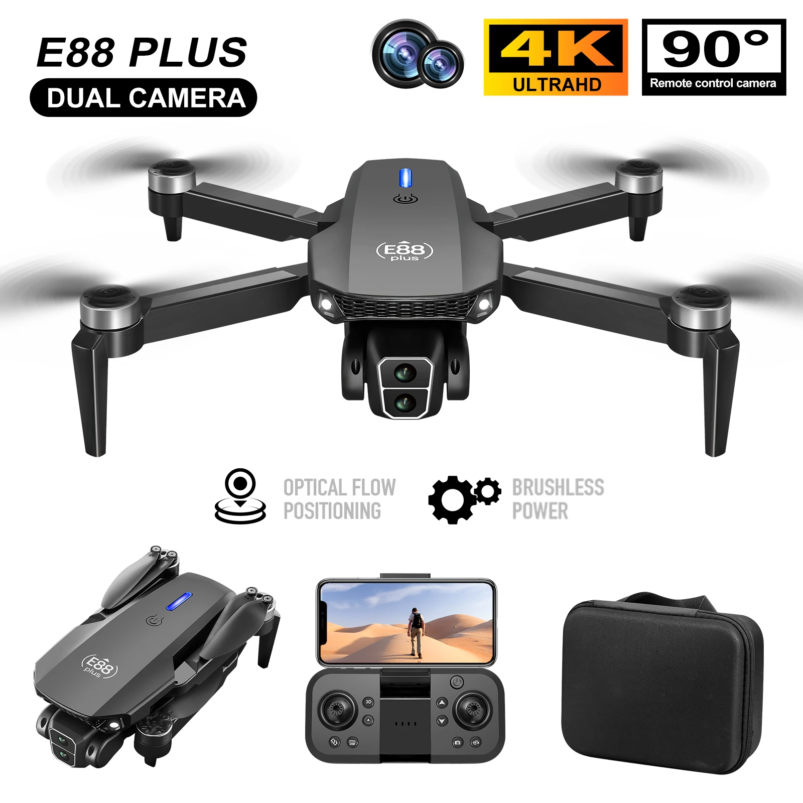 Diy Drone Electronics - Novo drone quadricóptero E88 Plus: 90