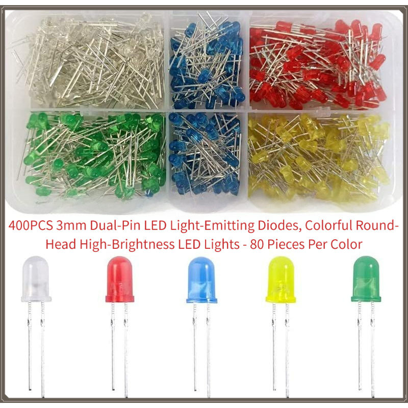 400PCS Diodos LED de 3mm com D - R/Diy Electronics avaliação e preço